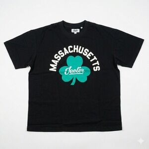 Jeeter Massachusetts Clover Graphic T-Shirt Mens XL Black Shamrock Short Sleeve